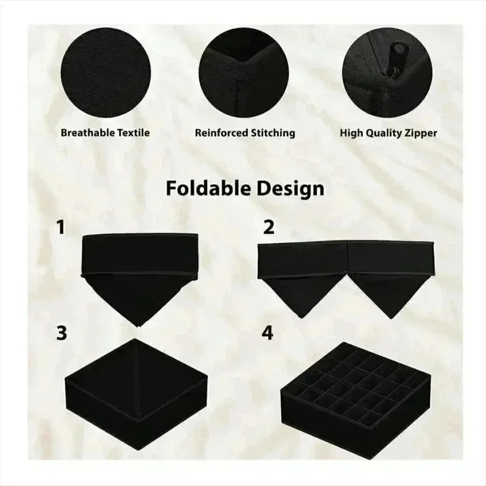 Black Canvas Square Storage Bin NEW - Picture 3 of 9